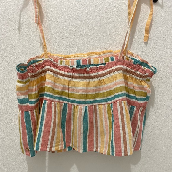 Roxy Juniors Bikini Mood Cotton & Linen Blend Striped Camisole Top - L - Picture 8 of 9